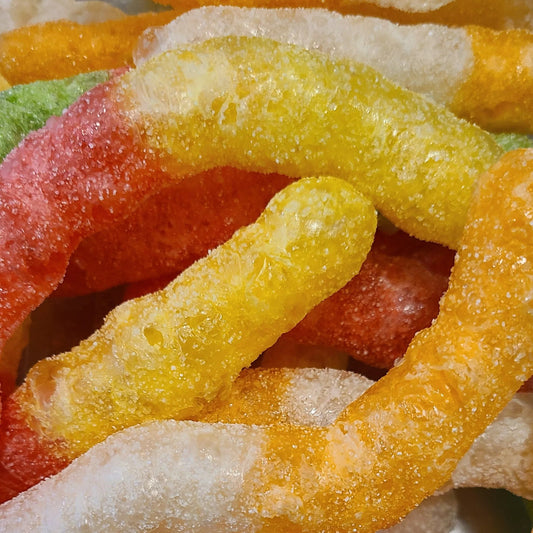 Freeze dried gummy worms